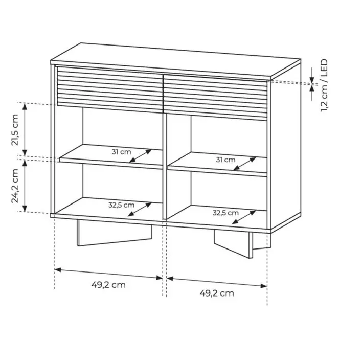 Komoda Semi D 104 2d2s Boliwar prírodný,4