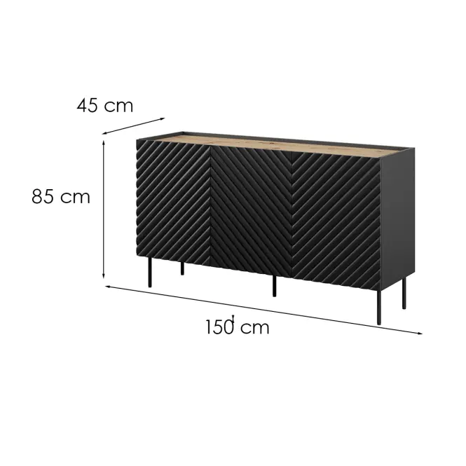 Komoda 150 3d2sz Onda Čierna,2