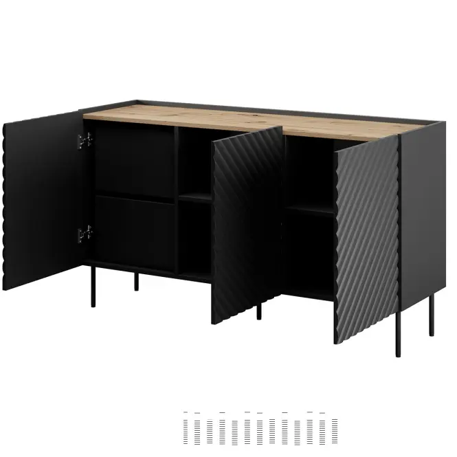 Komoda 150 3d2sz Onda Čierna,3