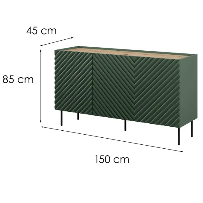 Komoda 150 3d2sz Onda Green/Artisan