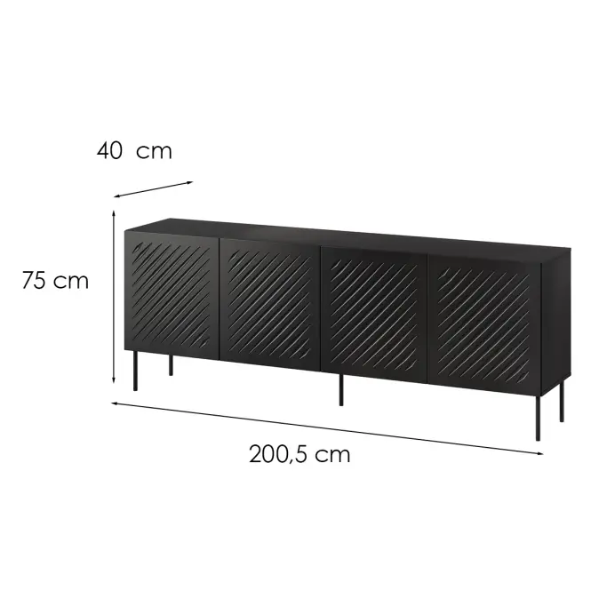 Komoda 200 Siena 4d Čierna,2