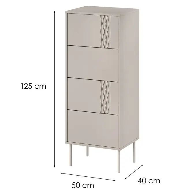 Komoda 4s Tresse 6 Béžová,2