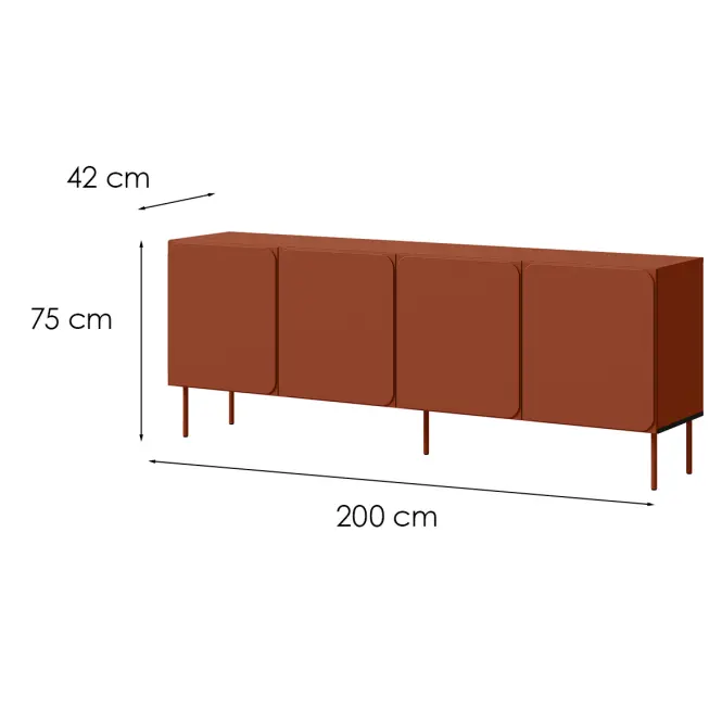 Komoda 200 4d Rafael Brick Red,2