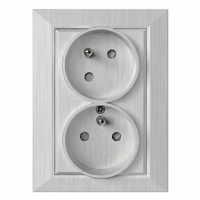 Zásuvka 2x2p+z LINDA ALUMINIUM CZ