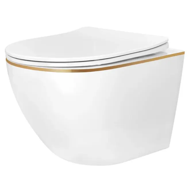Závesná WC misa Carlo Mini Tornado Gold Edge