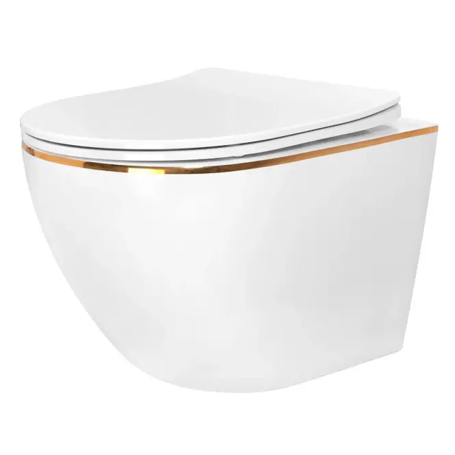 Závesná WC misa Carlo Mini Tornado White Gold Edge