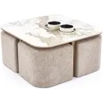 Konferenčný stolík Arakis 90x90 Béžová Mramor/orech