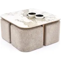 Konferenčný stolík Arakis 90x90 Béžová Mramor/orech