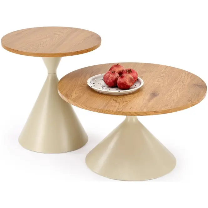 Súprava 2 stolíkov Pilar 70/50 Dub Prírodné/Kašmír