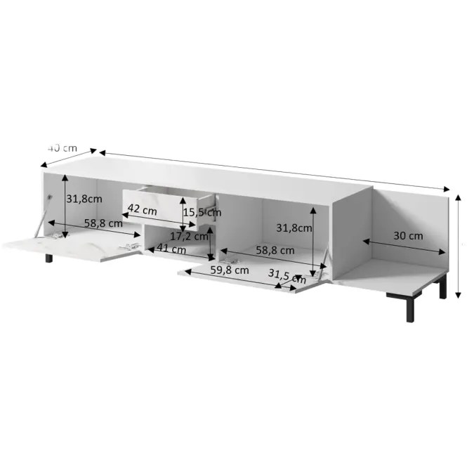 TV skrinka Marmo 2d1s1k Biela/ Mramor Biela,2