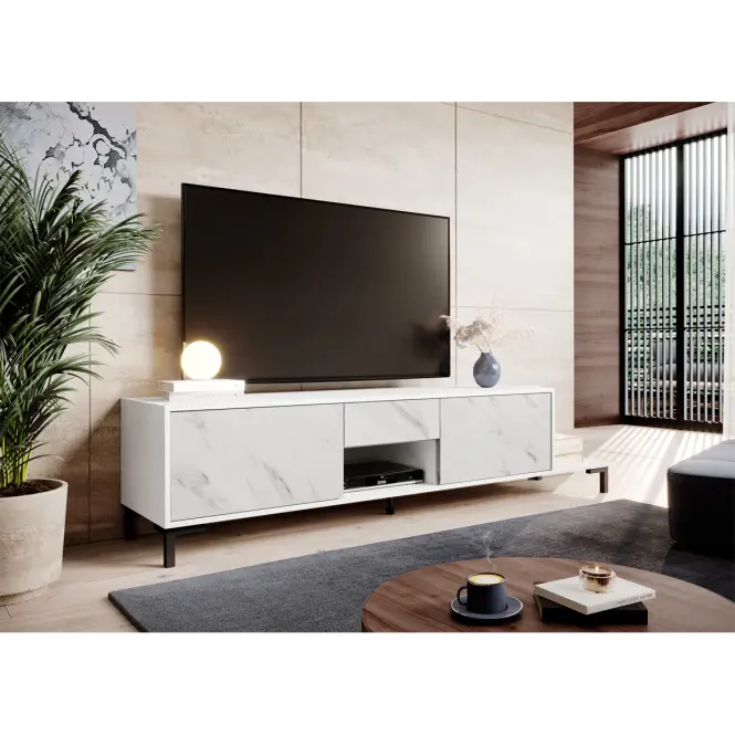TV skrinka Marmo 2d1s1k Biela/ Mramor Biela,4