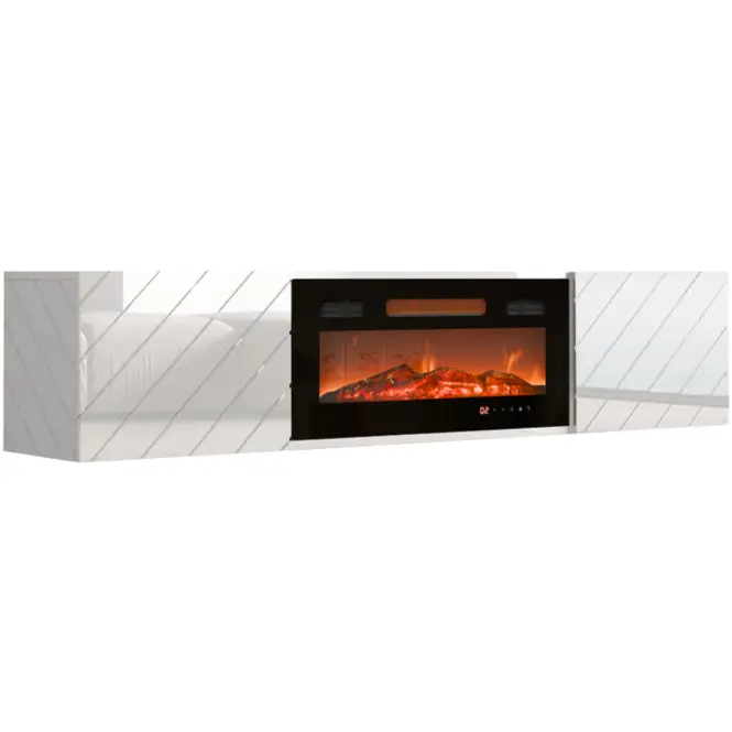 TV skrinka Luxe Biela S krbom Čierna  Ef-800100