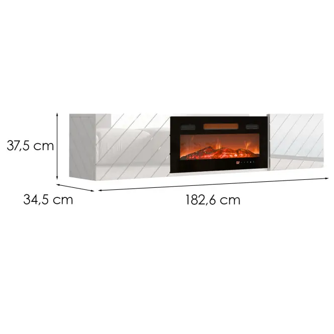 TV skrinka Luxe Biela S krbom Čierna  Ef-800100,2