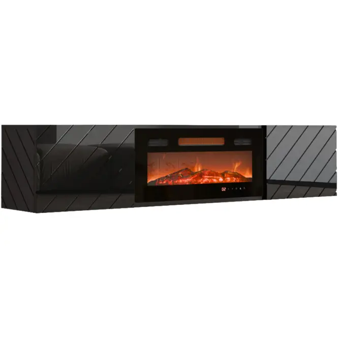 TV skrinka Luxe Čierna S krbom Čierna  Ef-800100