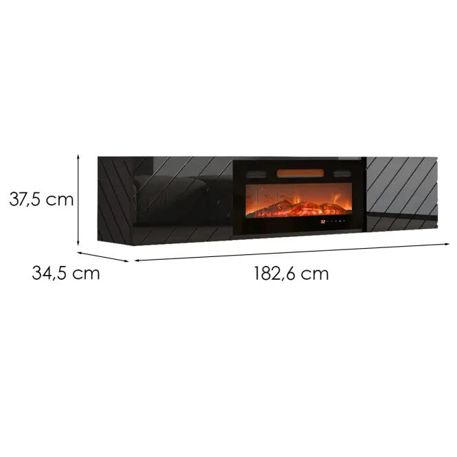 TV skrinka Luxe Čierna S krbom Čierna  Ef-800100