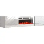 TV skrinka Luxe Biela S krbom Biela Ef-800110