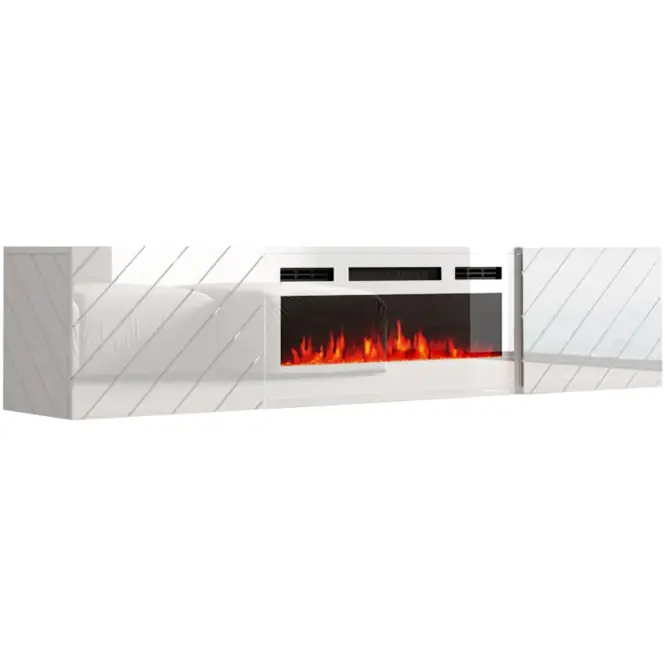 TV skrinka Luxe Biela S krbom Biela Ef-800110