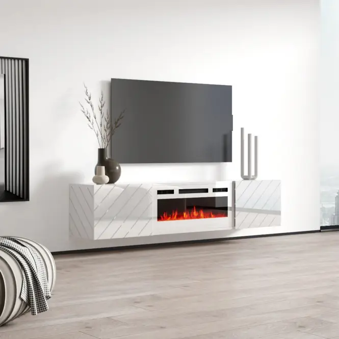 TV skrinka Luxe Biela S krbom Biela Ef-800110,3