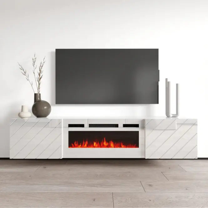 TV skrinka Luxe Biela S krbom Biela Ef-800110,4