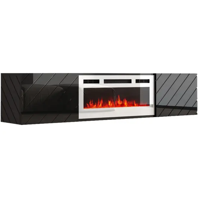 TV skrinka Luxe Čierna S krbom Biela Ef-800110