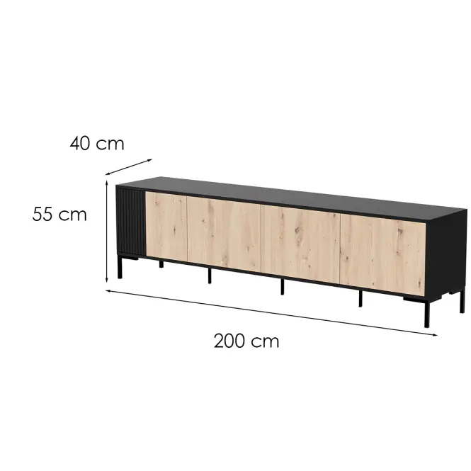 TV skrinka Merci 200 Dub Artisan / Čierna,2