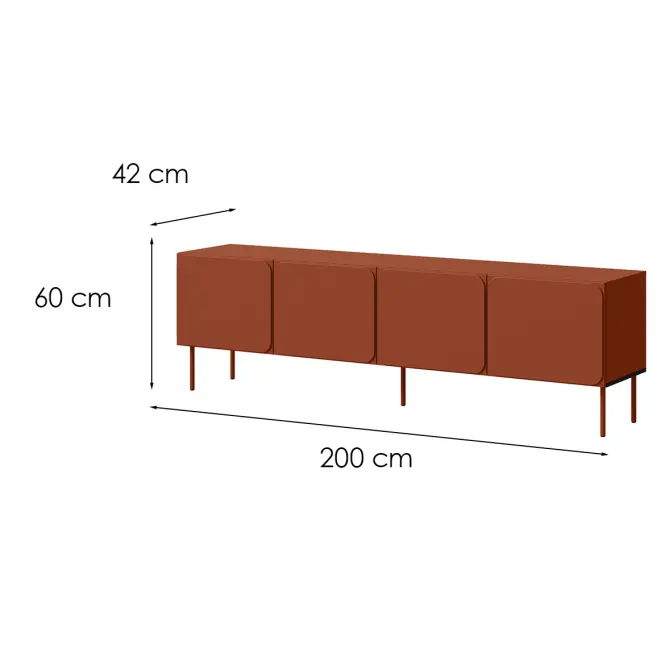 TV skrinka Rafael 200 4d Brick Red,2