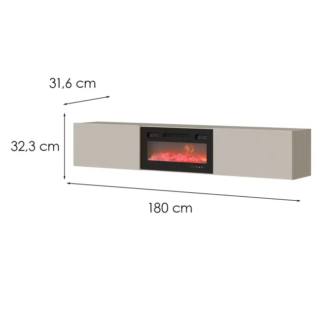 TV skrinka Govi 180 Kašmír S krbom M Ef-800040 Čierna,2
