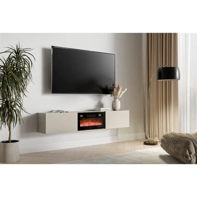 TV skrinka Govi 180 Kašmír S krbom M Ef-800040 Čierna,3