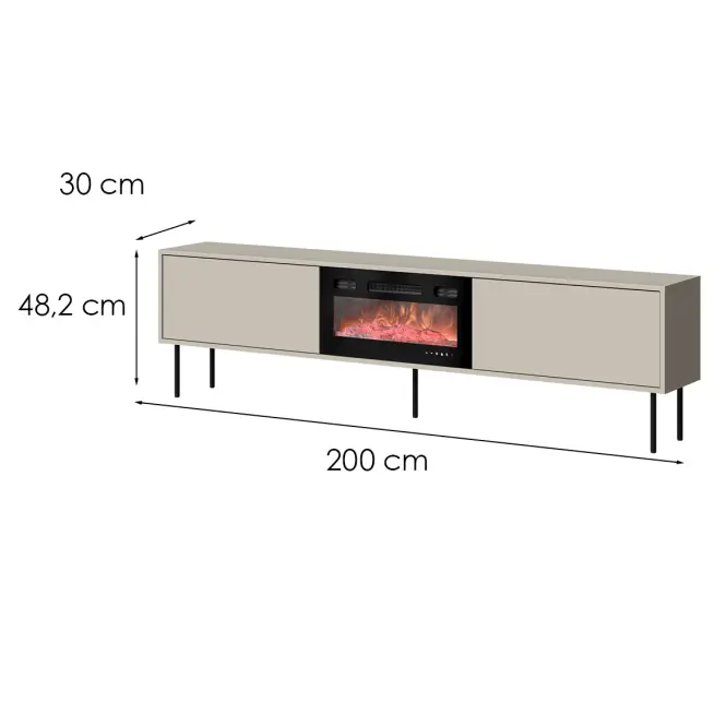 TV skrinka Masha 200 Kašmír+N14cm S krbom M Čierna,2
