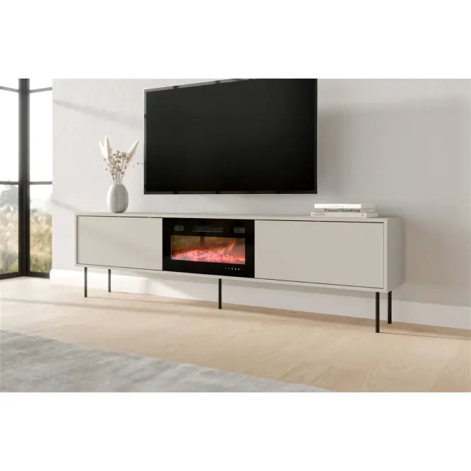 TV skrinka Masha 200 Kašmír+N14cm S krbom M Čierna,4