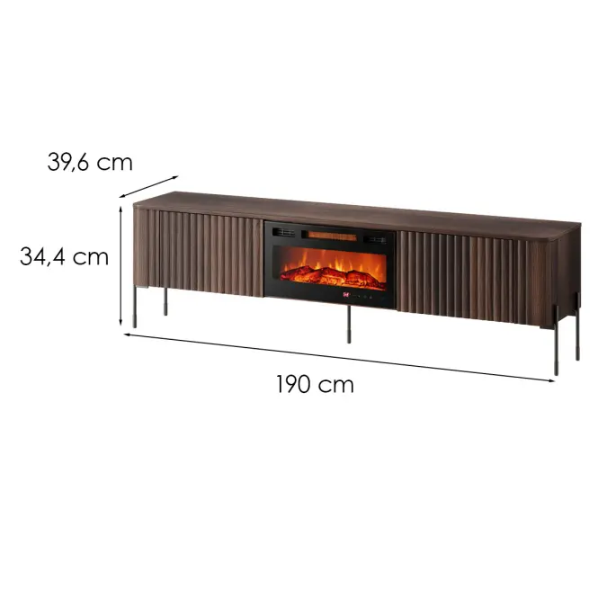 TV skrinka Vera 190 Dub Barokový Ristretto S krbom 800040