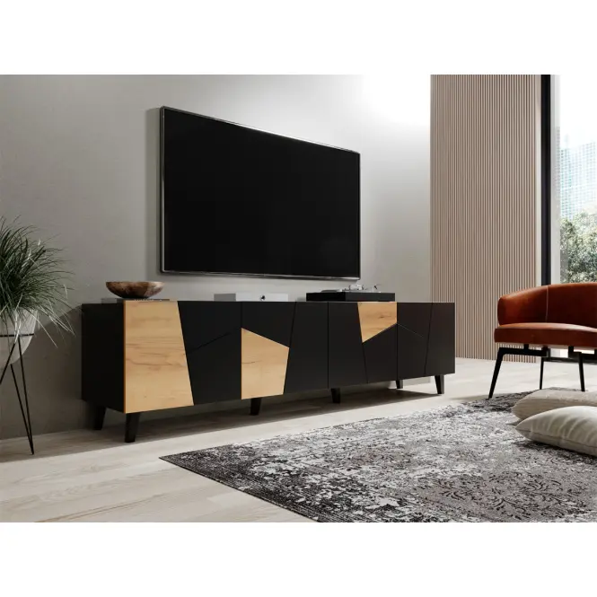 TV skrinka Etna Čierna/ Čierna+ Dub Craft,3