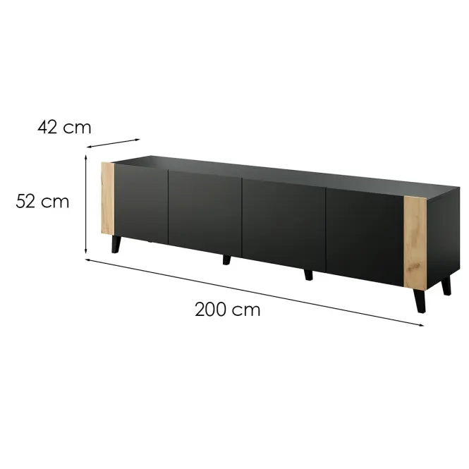 TV skrinka Faro Čierna/ Čierna+ Dub Craft