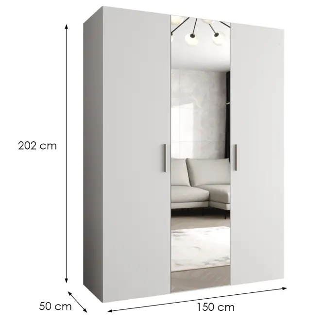 Skriňa Bari 2 150 biely/strieborný