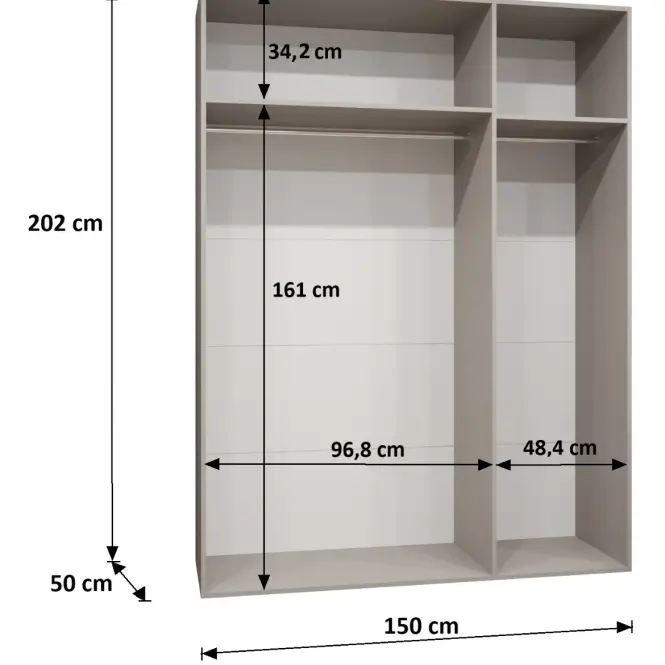 Skriňa Bari 2 150 kašmír/strieborný,3