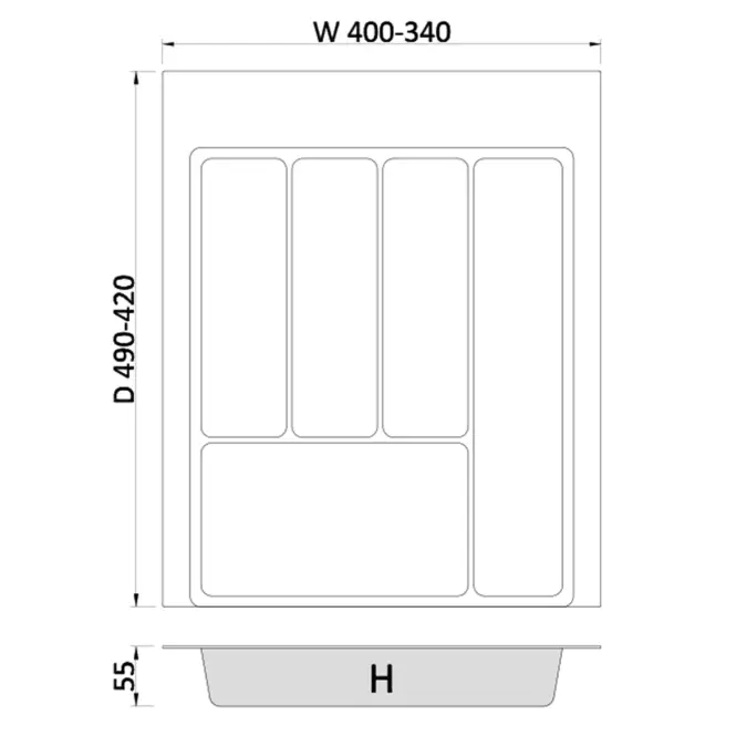 Zásuvková vložka Max 45 340-400x490 grafit TE36.0119.05.007,2