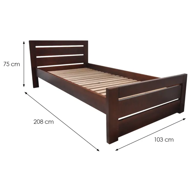 Posteľ  Oliwia 90x200 Drevo Buk Wyb. Hnedá,2
