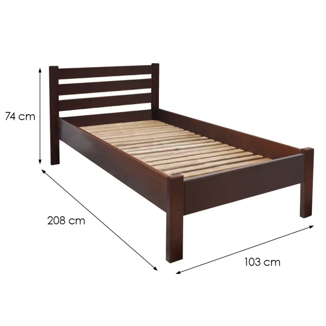 Posteľ  Ewa 90x200 Drevo Buk Wyb. Hnedá