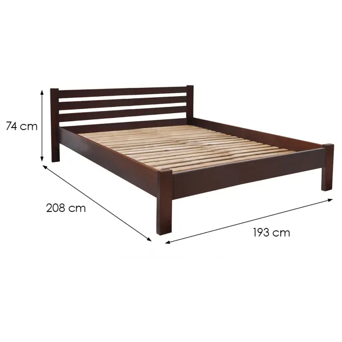Posteľ  Ewa 180x200 Drevo Buk Wyb. Hnedá