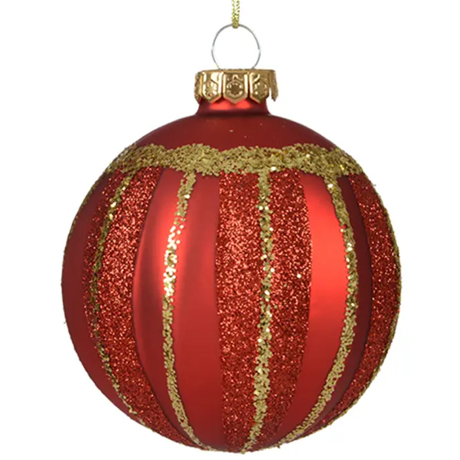 Vianočná sklenená guľa 8cm – zmes vzorov 9062874,5