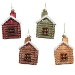 Chata - vianočná sklenená guľa 6,7x6x9,8cm mix 9124057