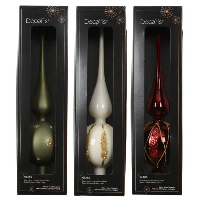 Sklenený špic na vianočný stromček 31cm – mix 9170261,2