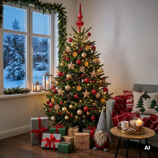 Sklenený špic na vianočný stromček 31cm – mix červená 9170224,13