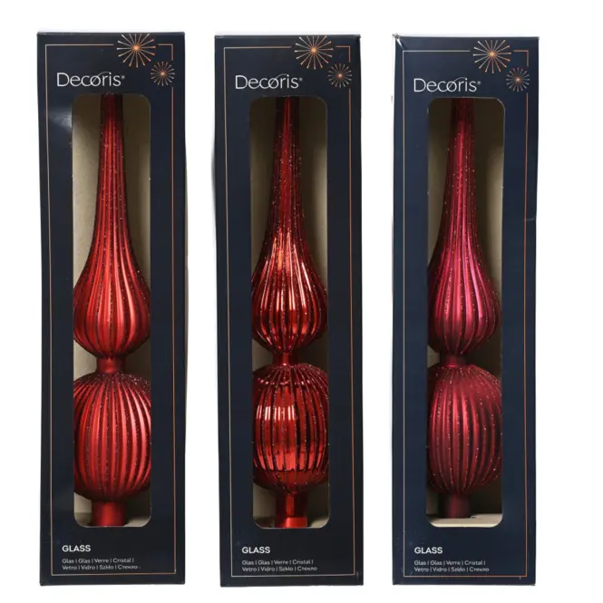 Sklenený špic na vianočný stromček 31cm – mix červená 9170224,2
