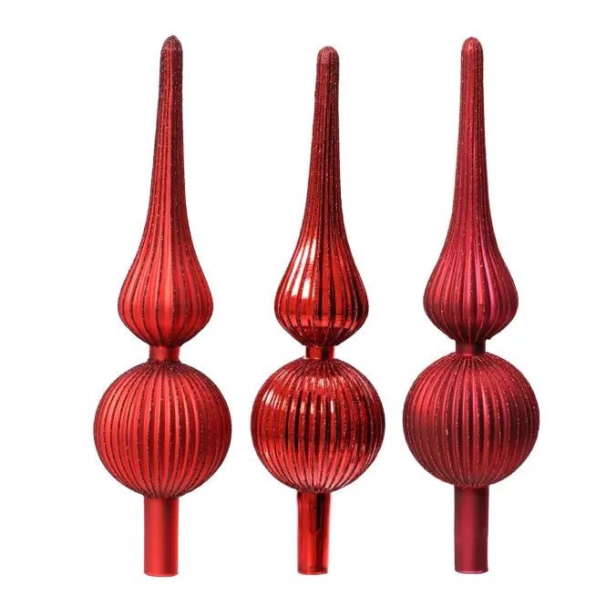 Sklenený špic na vianočný stromček 31cm – mix červená 9170224