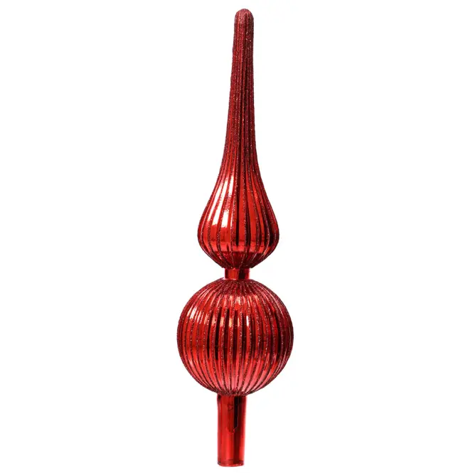 Sklenený špic na vianočný stromček 31cm – mix červená 9170224,4
