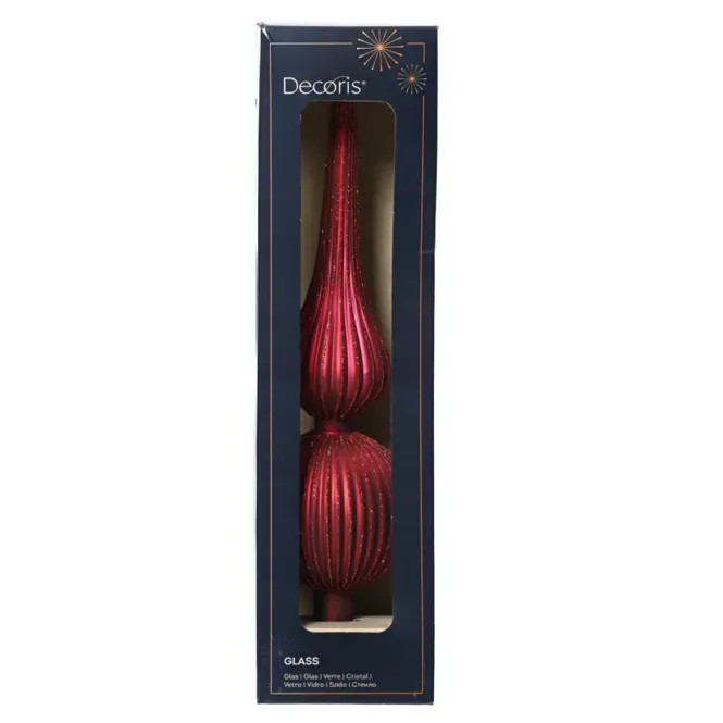 Sklenený špic na vianočný stromček 31cm – mix červená 9170224,6