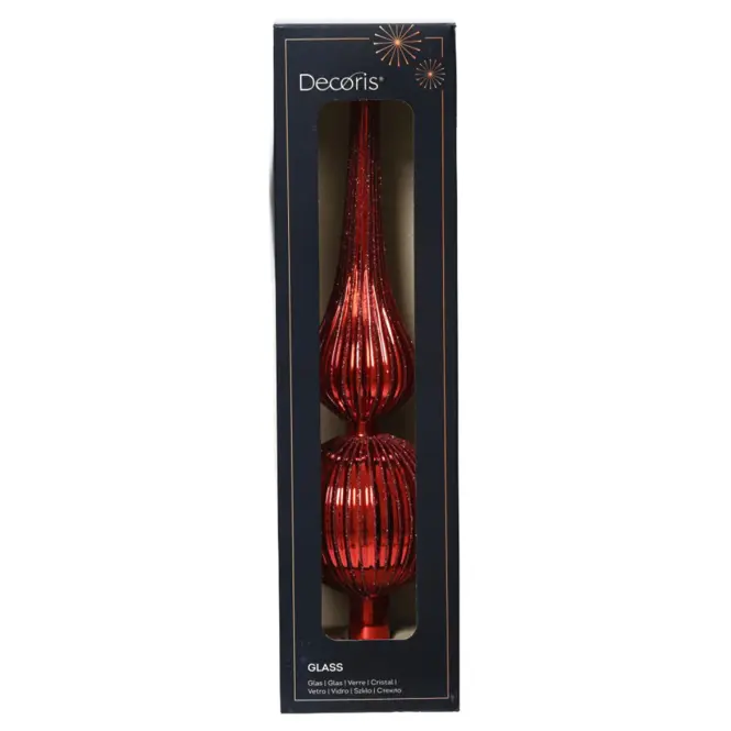 Sklenený špic na vianočný stromček 31cm – mix červená 9170224,7