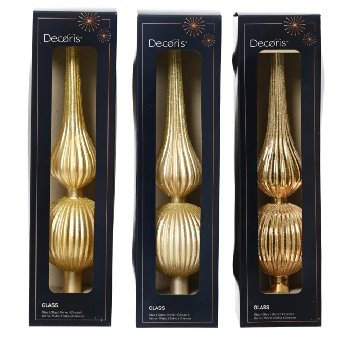 Sklenený špic na vianočný stromček 31cm – mix zlatý 9170226,2