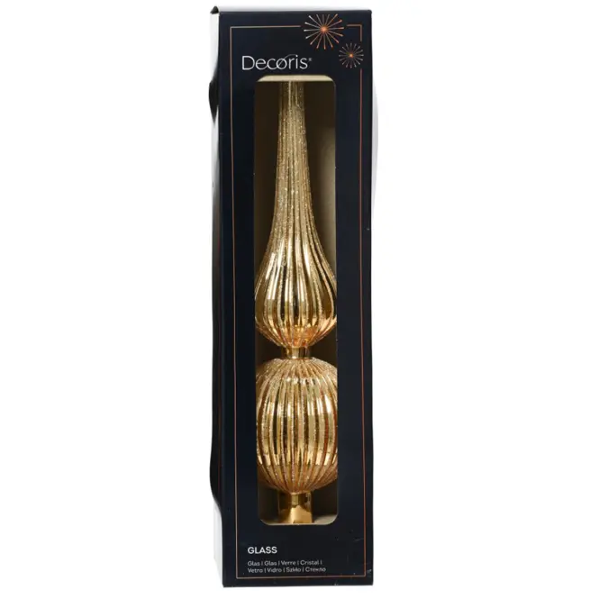 Sklenený špic na vianočný stromček 31cm – mix zlatý 9170226,6